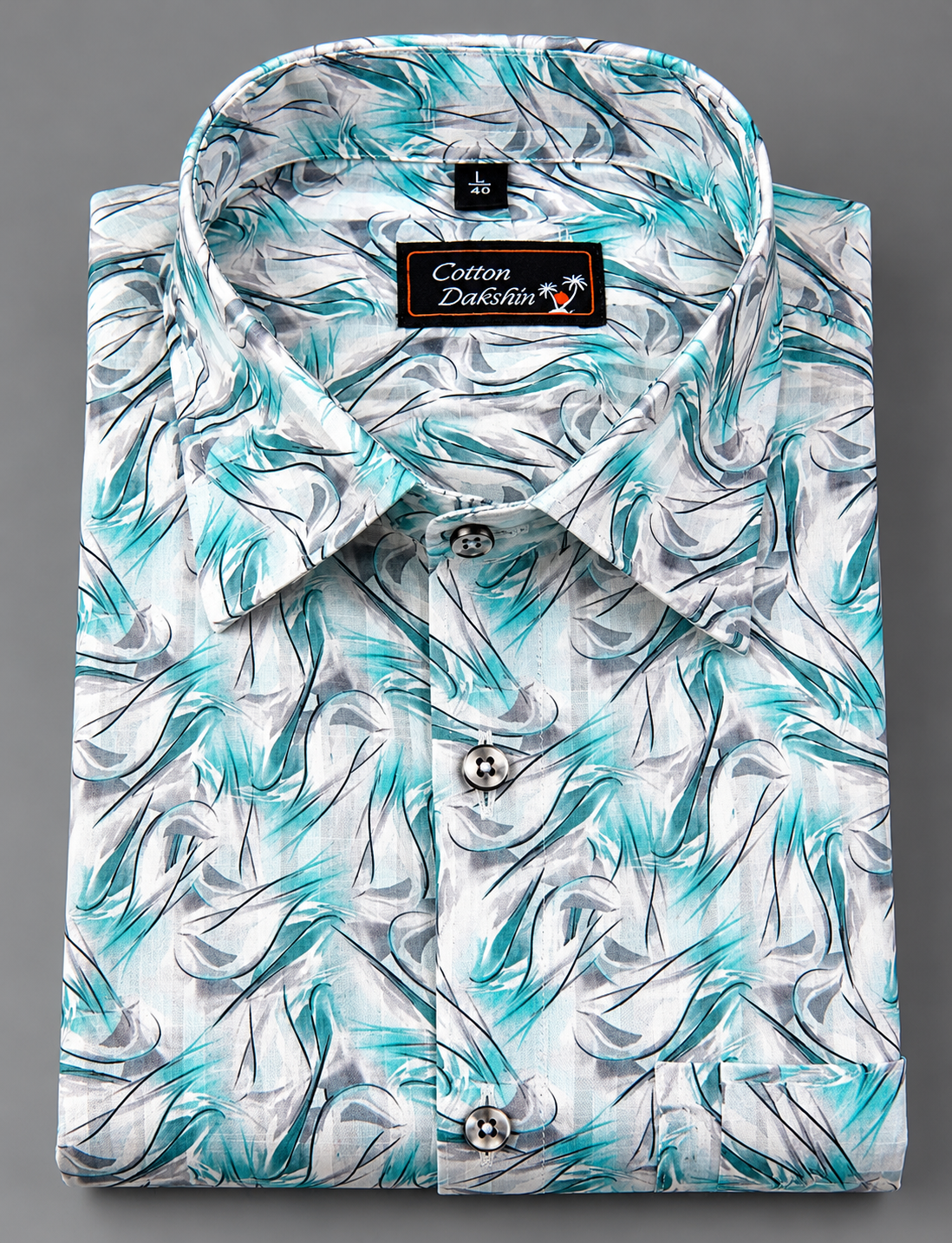 Cotton Printed white Rama Mix Zickzack Print Shirts for Men