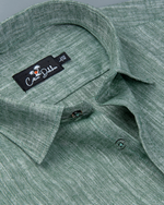 Linen Bottle Green Colour Shirt for Men