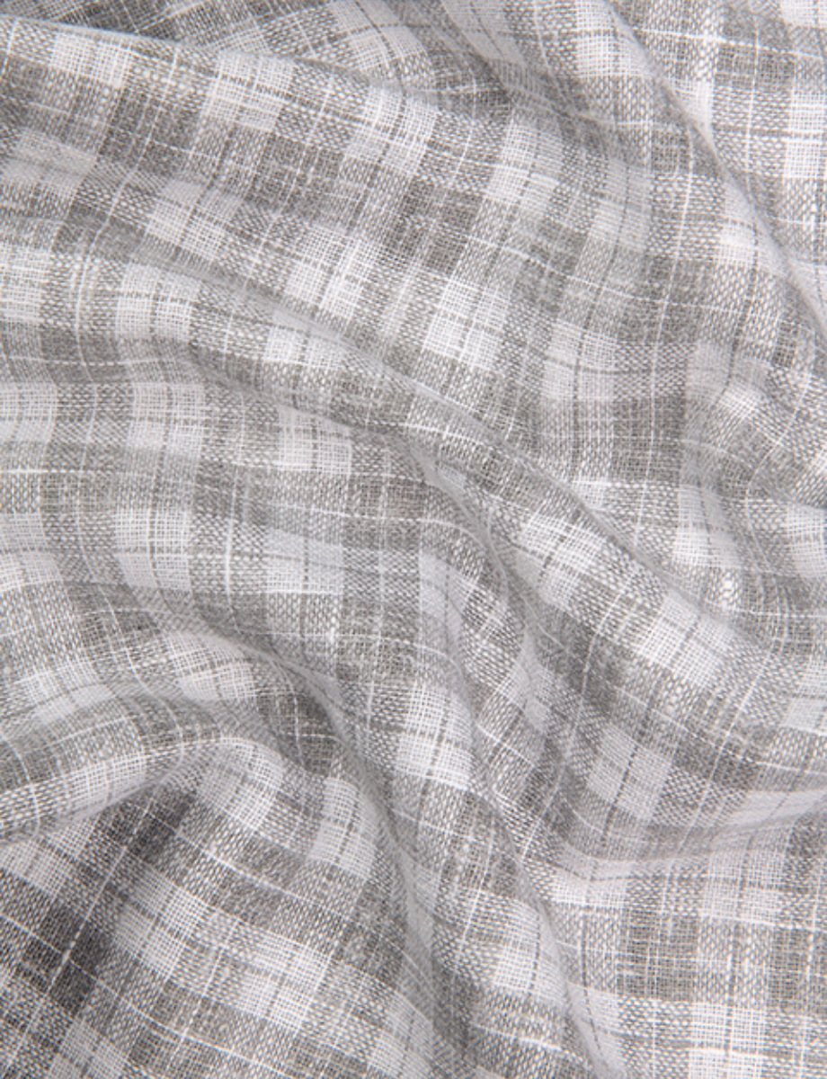 Linen White with Gray Checks Shirts for Men