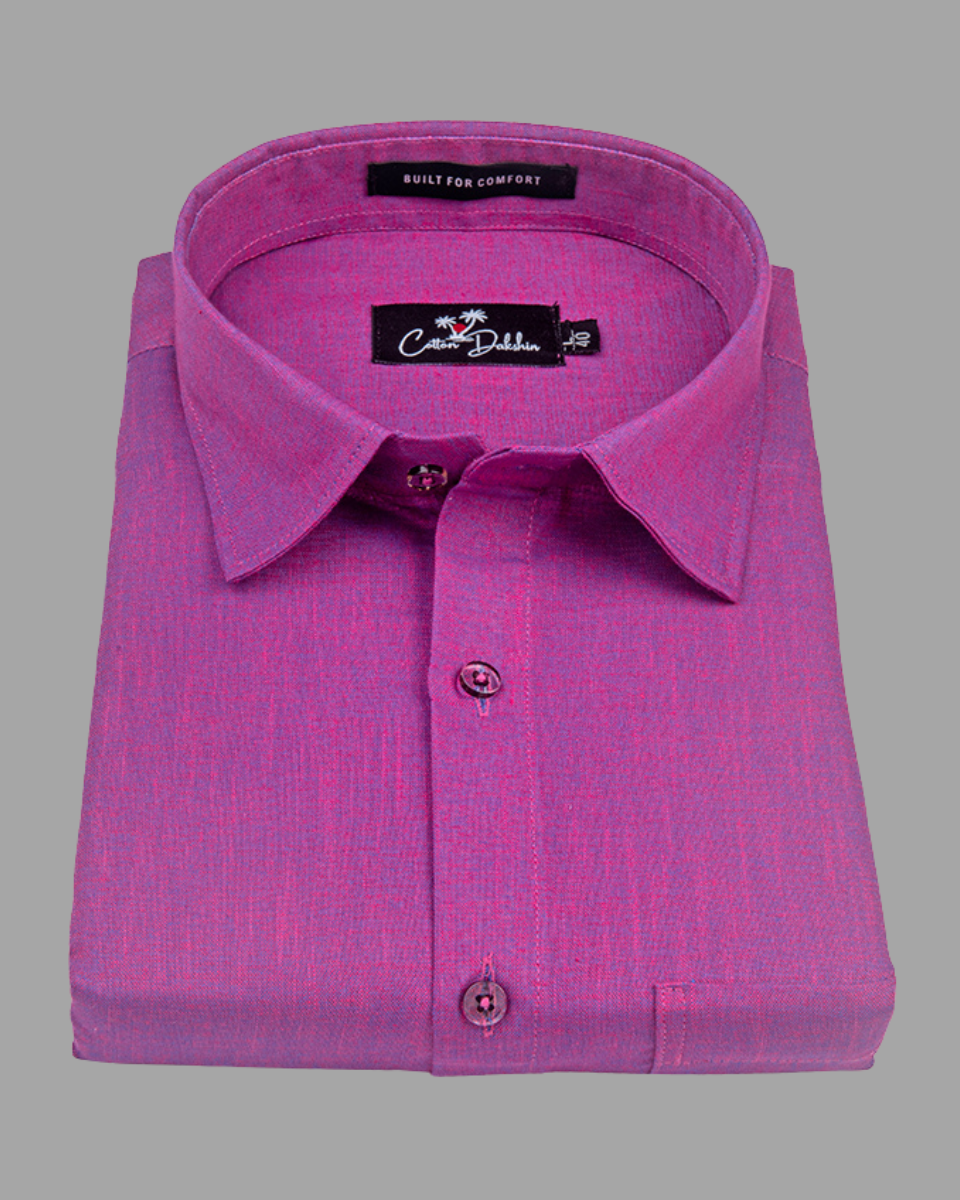 Blended Linen Megenta Colour Shirts For Men