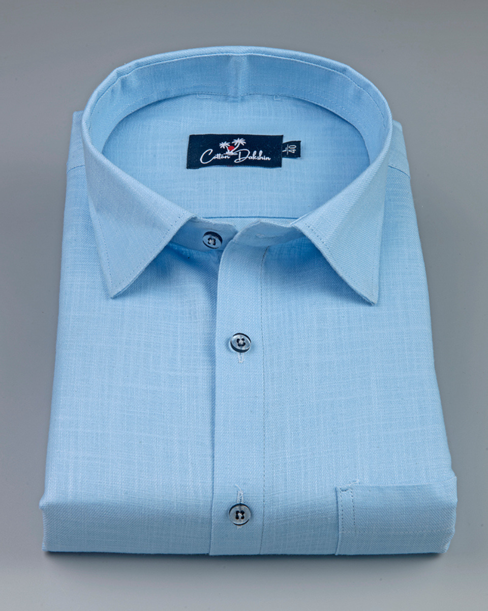 Cotton Sky Blue Colour Shirts for Men