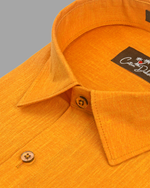Blended Linen Golden Yellow Colour Shirts For Men