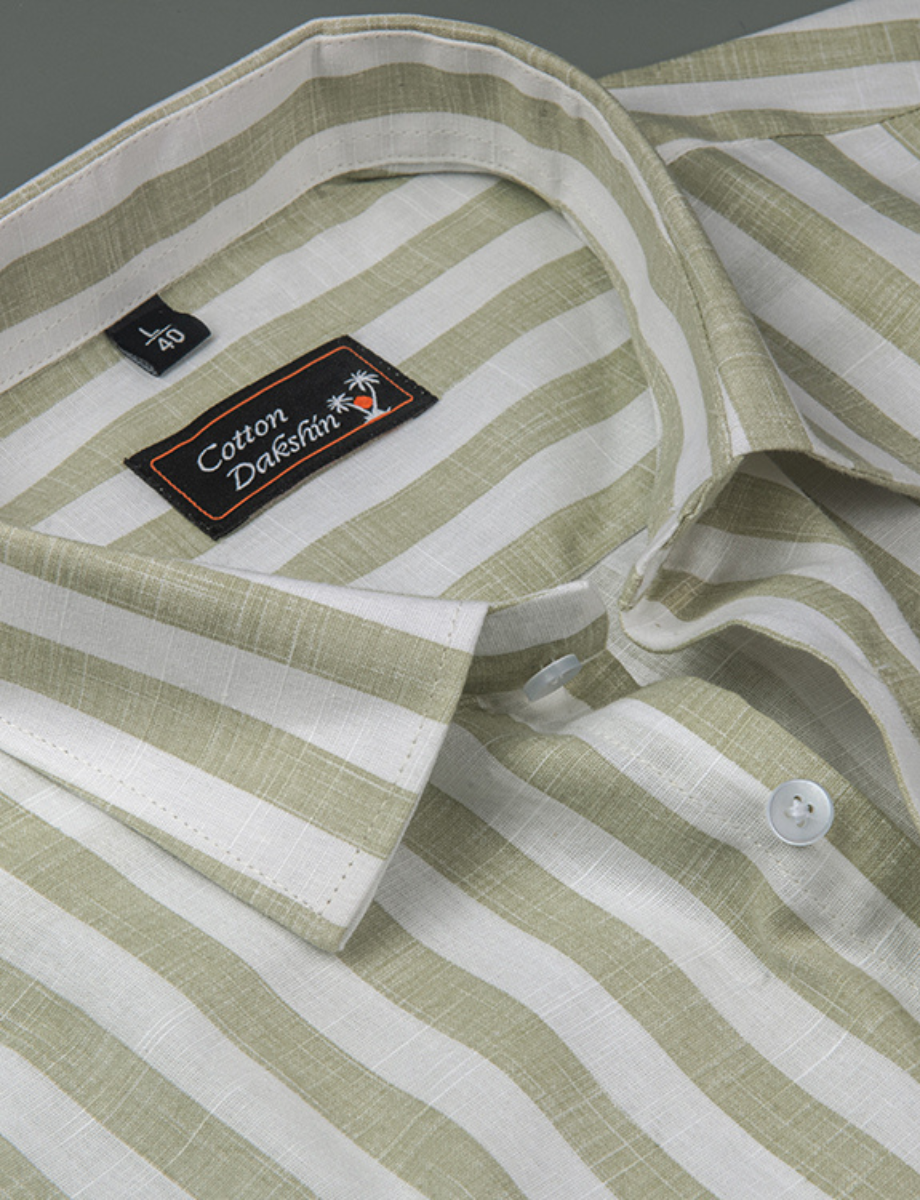 Linen Boss Patta Pista Green Colour Shirts