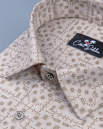 Linen Light fone with Dark fone Geometric Print Shirt for Men