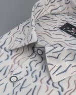 Italian Linen Cream With Brown Grey Sparkle Print Shirts