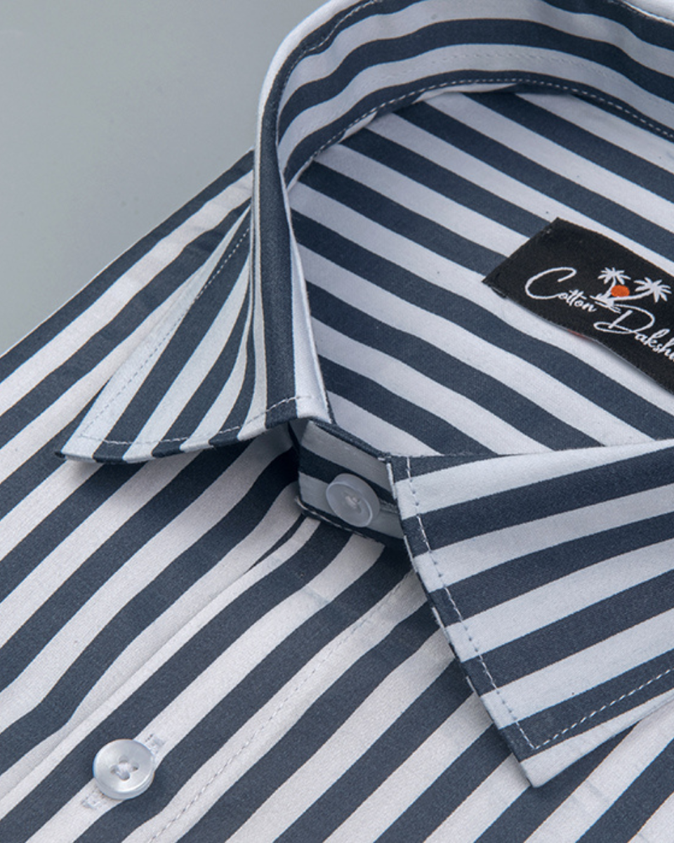 Cotton White with Navy Blue Linning Shirts for Men
