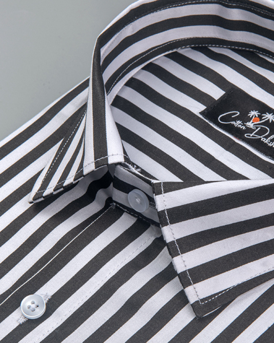 Cotton White with Black Linning Shirts for Men