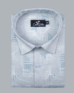 Gloster Light Gray with Dark Gray Flower Print Shirts for Men