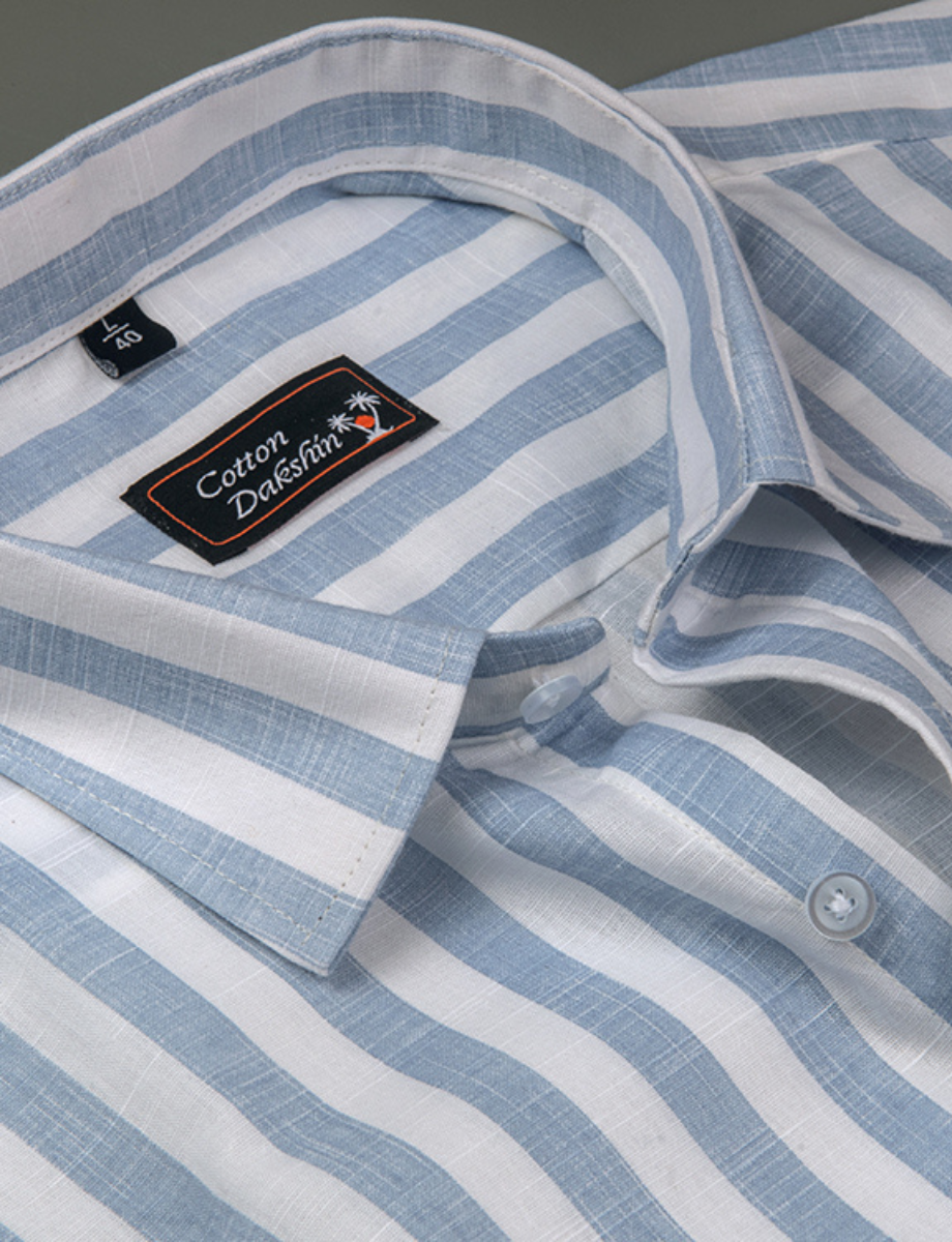 Linen Boss Patta Blue Colour Shirts