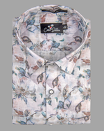 Italian Linen Mix Rama Brown Print Shirts