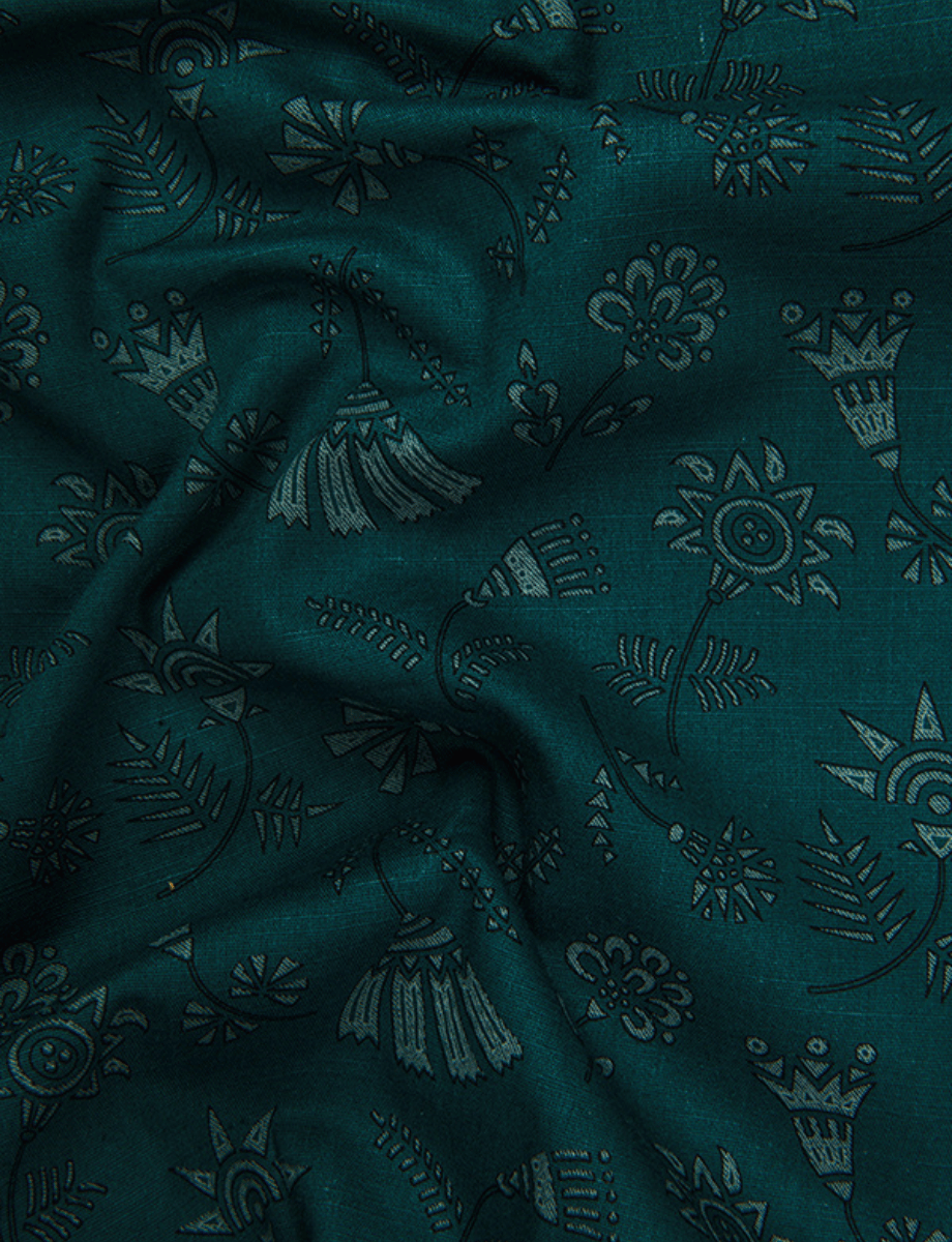 Cotton Printed Rama Green with Flowers Print Shirts for Men