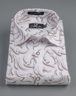 Linen White With Marun Print Shirts