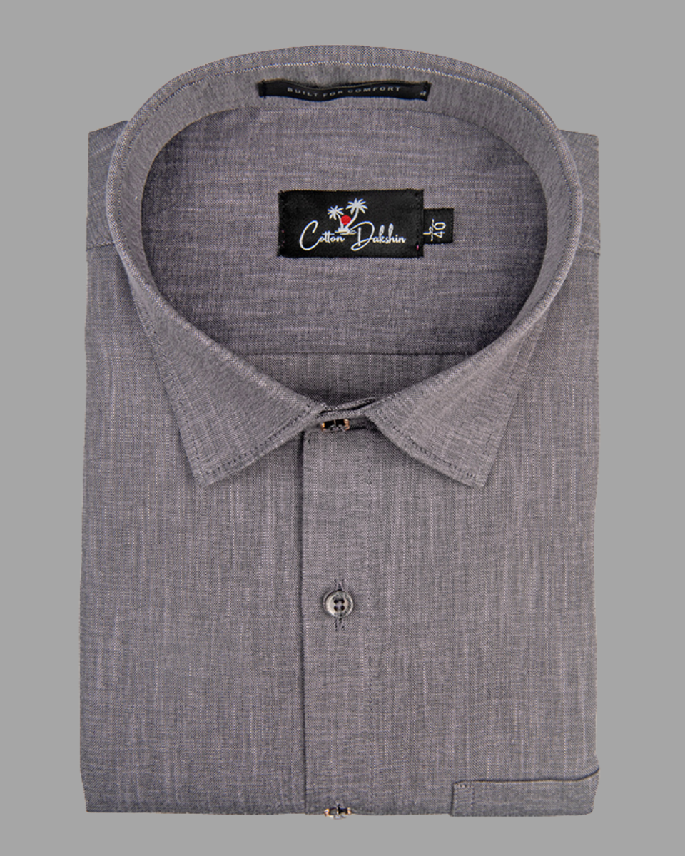 Blended Linen Gray Colour Shirts For Men