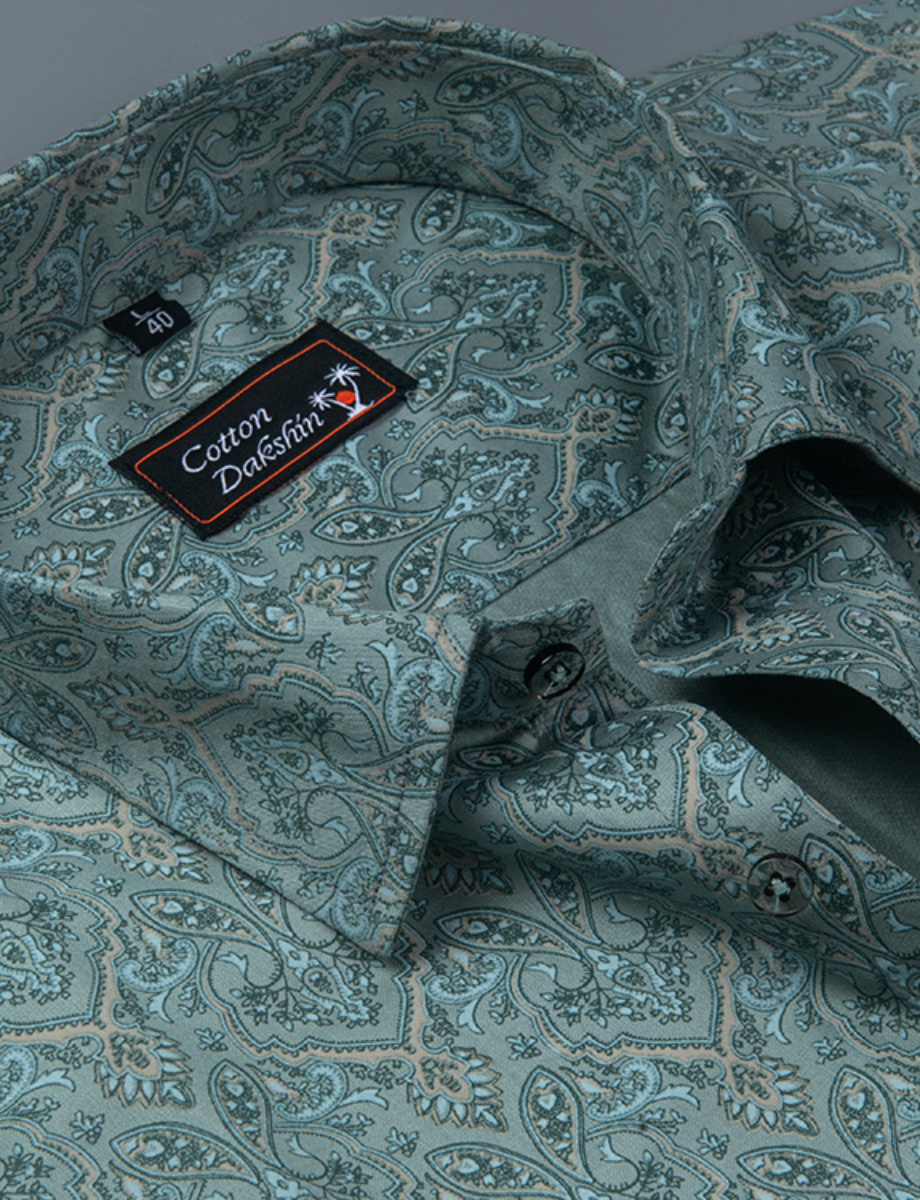 Cotton Printed Rama Green Colour Shirts for Men