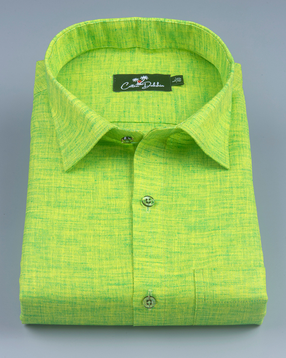 Linen Parrat Green Colour Shirts for Men