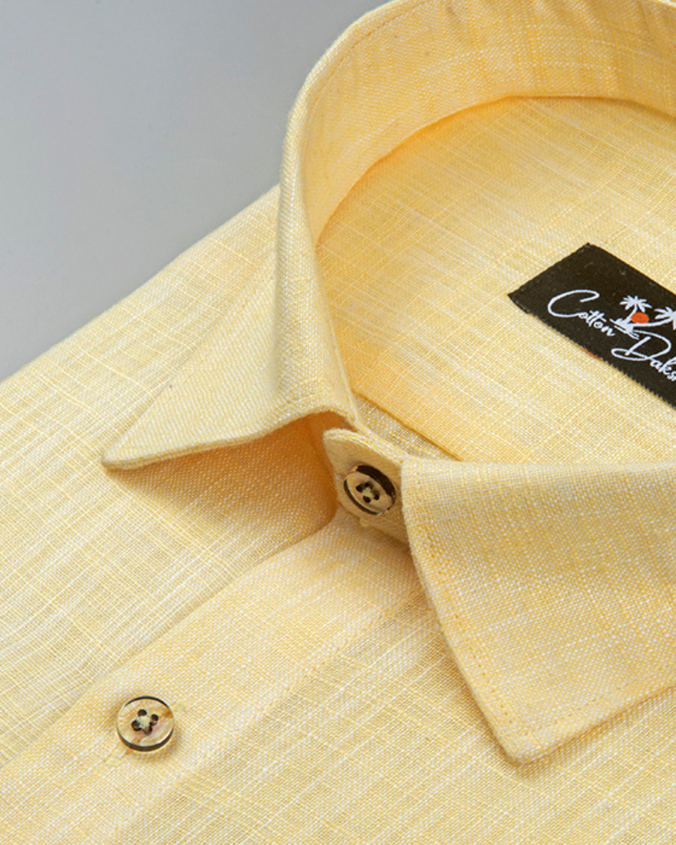 Linen Light Yellow Colour Shirt for Men