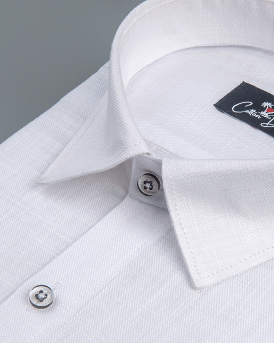Blended Linen White Shirts For Men