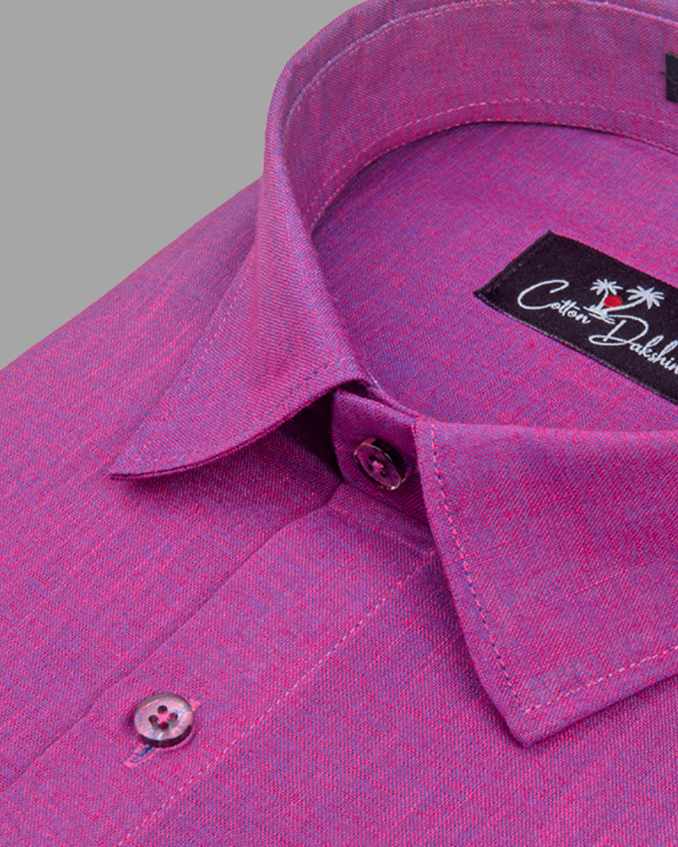 Blended Linen Megenta Colour Shirts For Men