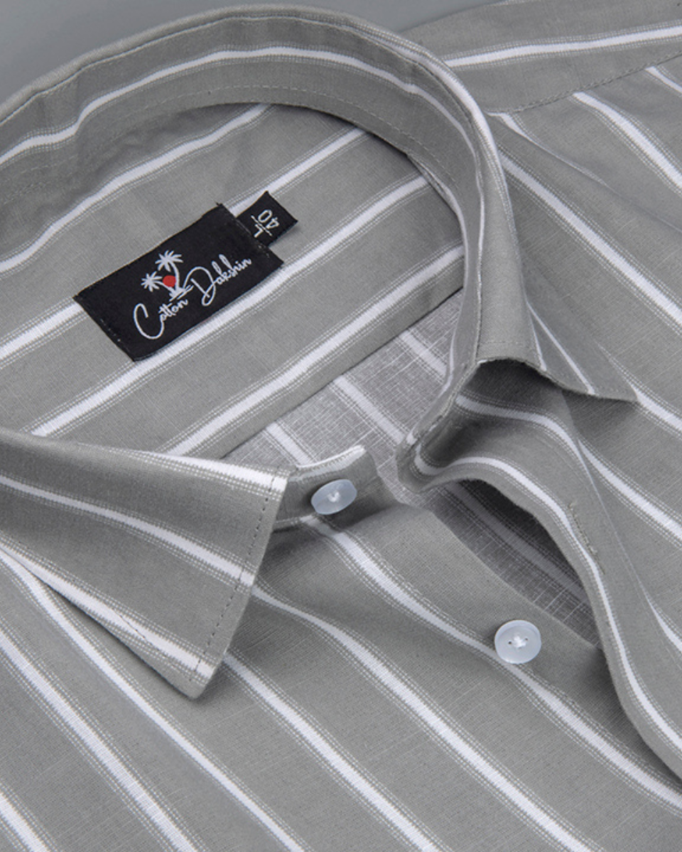 Linen Gray with White Lining Shirts for Men