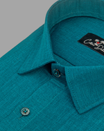 Blended Linen Rama Green Colour Shirts For Men