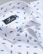 Turkey Linen White with Blue Blend Print Shirts for Men