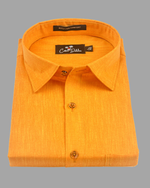 Blended Linen Golden Yellow Colour Shirts For Men