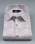Cotton Pink with White Flower Print Shirts for Men