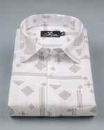 Gloster LlinenWhite with Brown Zari Print Shirts for Men