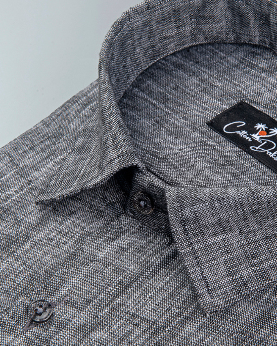 Linen Dark Grey Colour Shirt for Men