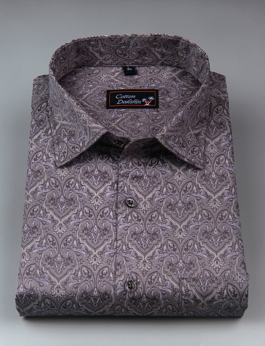 Cotton Printed Wine Colour Shirts for Men