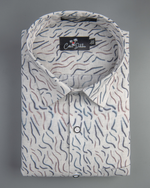 Italian Linen Cream With Brown Grey Sparkle Print Shirts