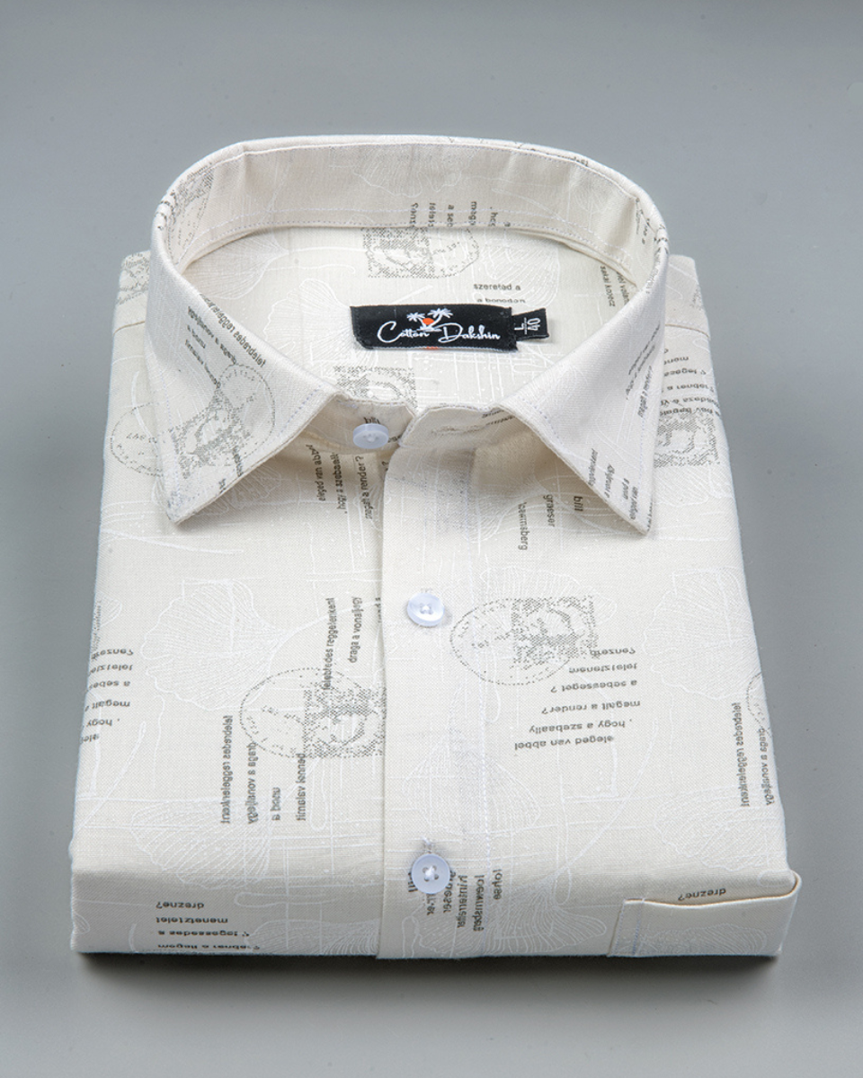 Gloster Cream with Mahendi Print shirts for Men