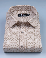 Linen Light fone with Dark fone Geometric Print Shirt for Men