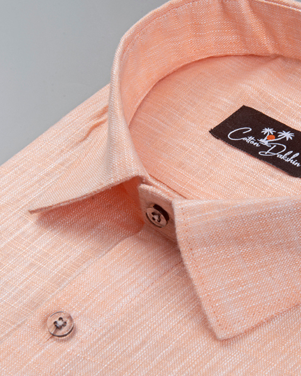 Linen Light Orange Colour Shirt for Men