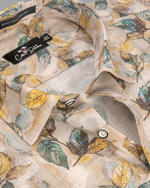 Italian Linen Fone With Yellow Rama Batel Print Shirts