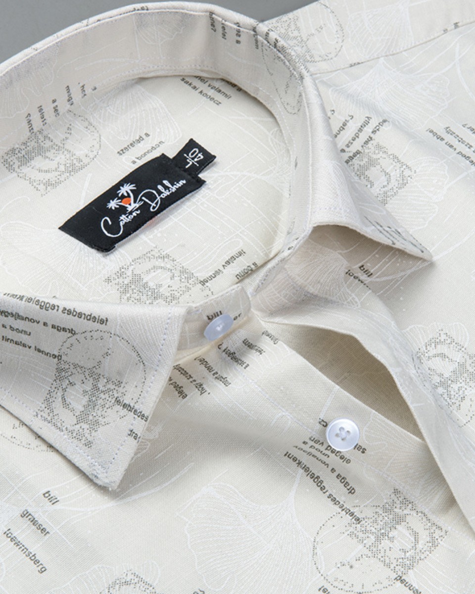 Gloster Cream with Mahendi Print shirts for Men