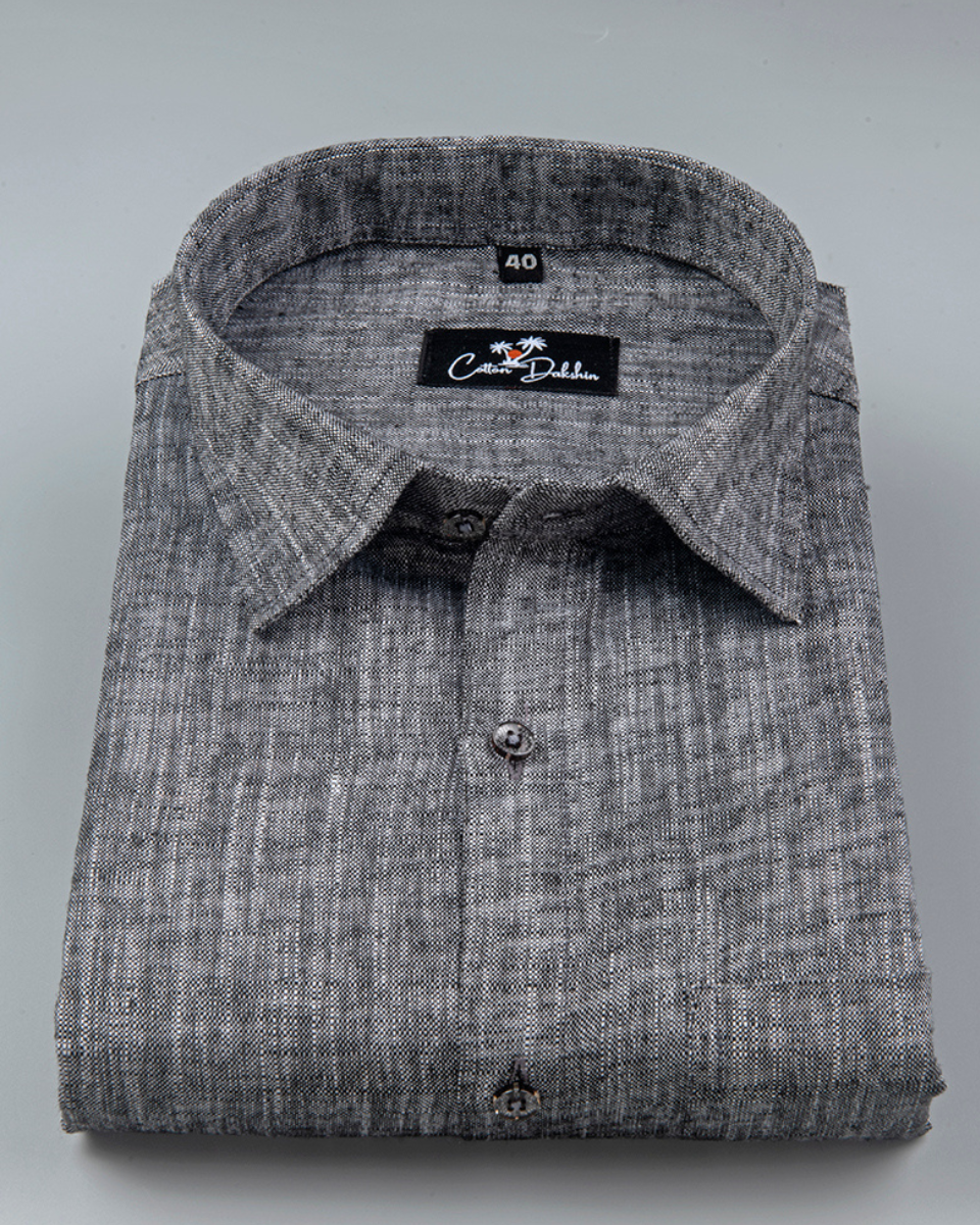 Linen Dark Grey Colour Shirt for Men