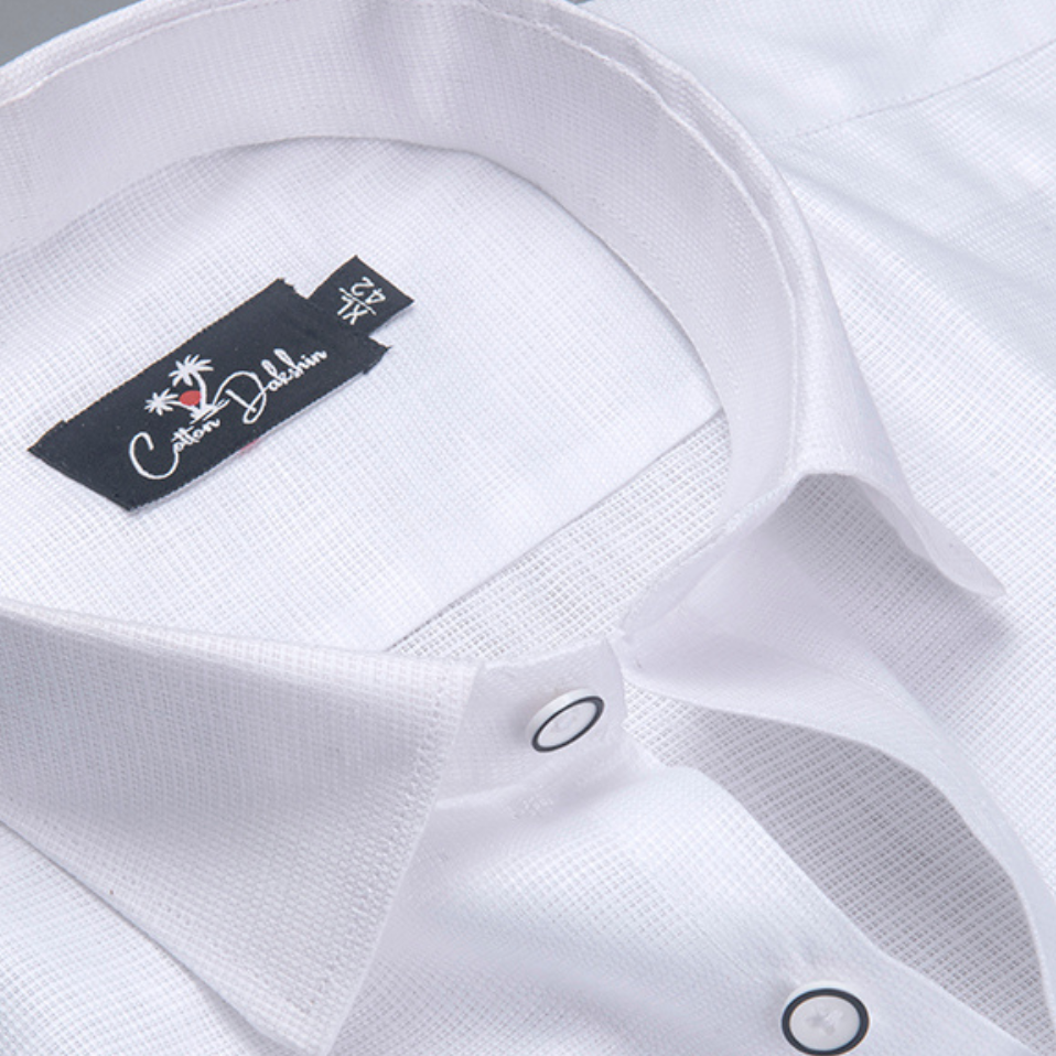 Italian linen Structure White Shirts for Men– Cotton Dakshin