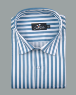 Cotton White with Blue Lining Shirts for Men
