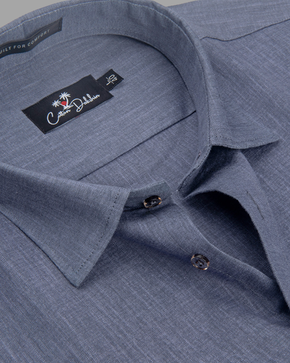 Blended Linen Ice Gray Colour Shirts For Men