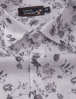 Linen Prime White with Black Flower Print Shirts for Men