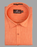 Blended Linen Orange Colour Shirts For Men