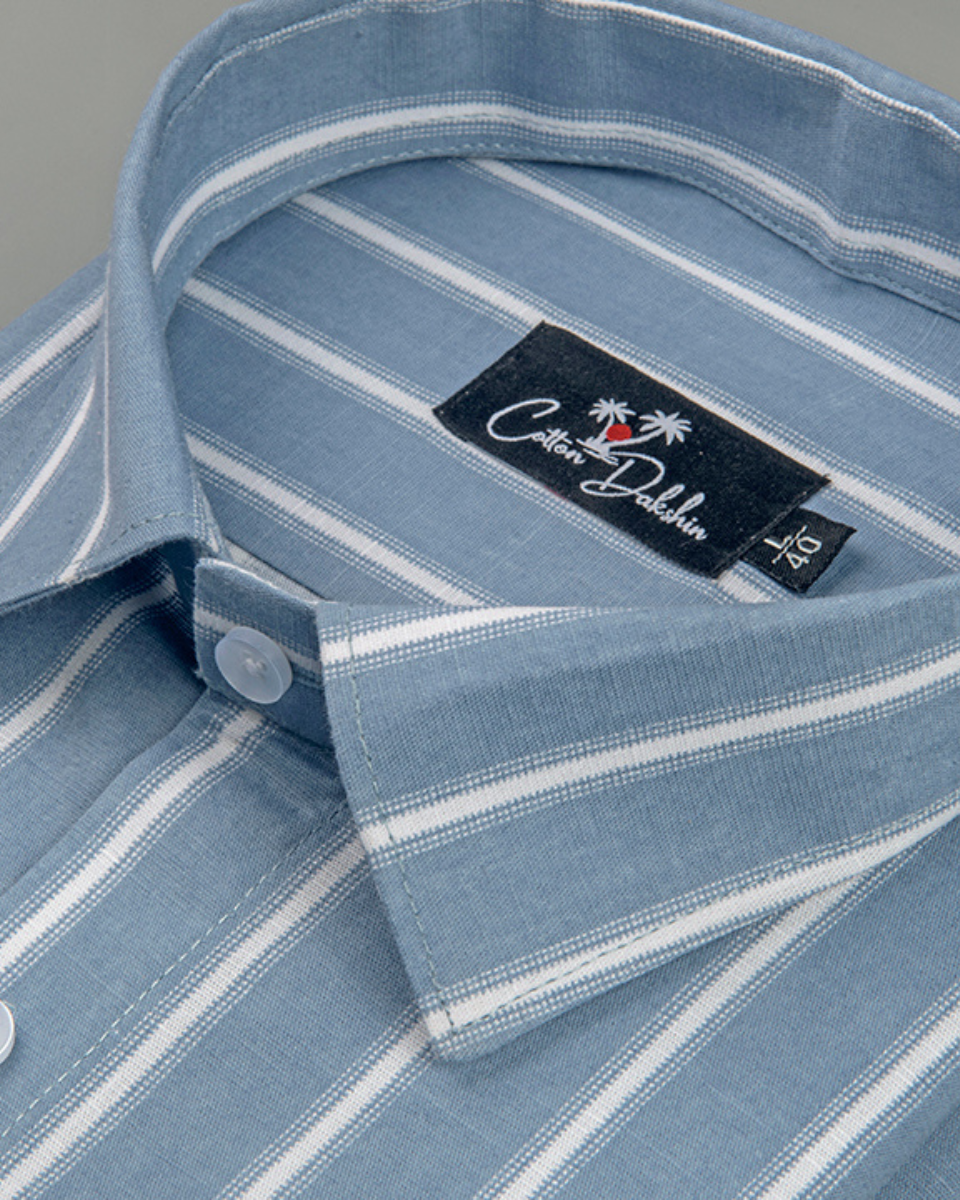 Linen Blue with White Lining Shirts for Men