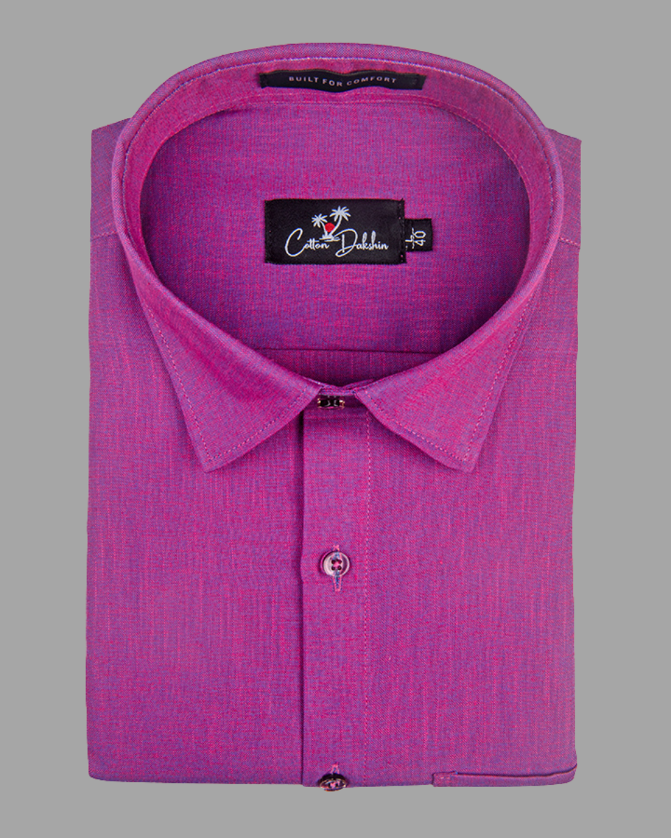Blended Linen Megenta Colour Shirts For Men