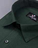 Cotton Bottle Green Colour Shirts for Men