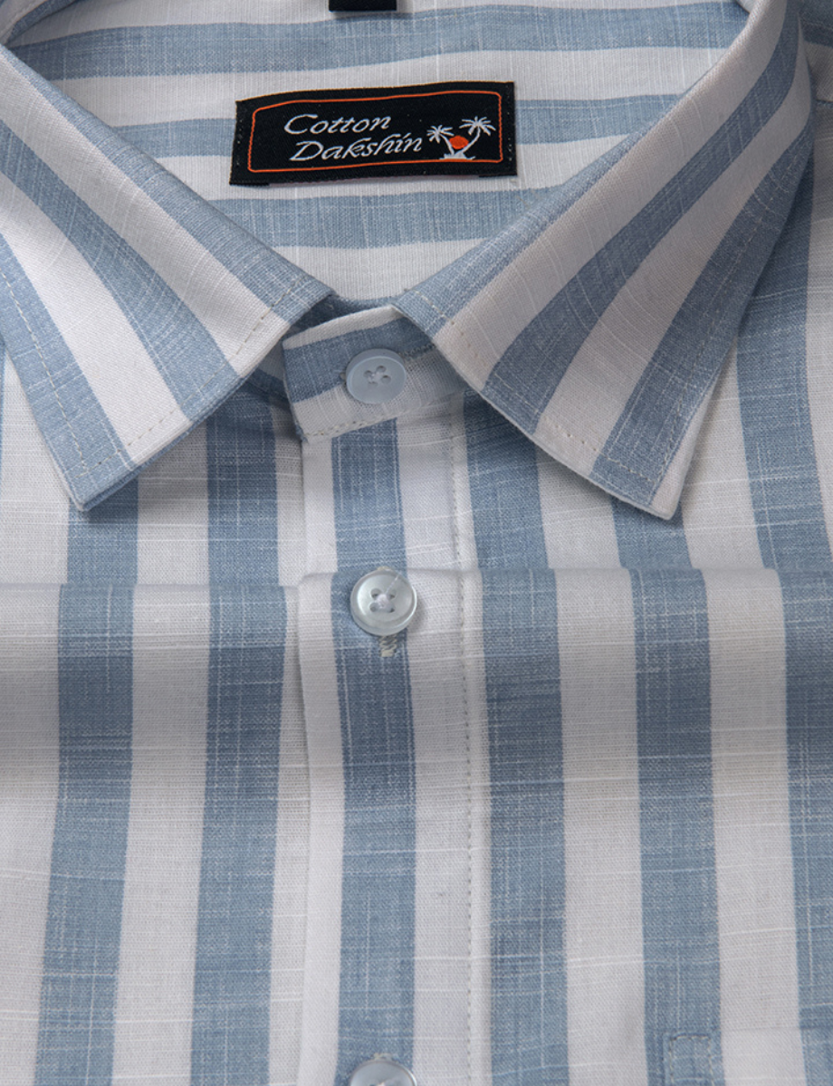 Linen Boss Patta Blue Colour Shirts