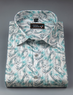 Cotton Printed white Rama Mix Zickzack Print Shirts for Men