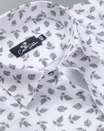 Turkey Linen White with Black Batel Print Shirts for Men
