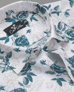 Gloster Linen White with Rama Flower Print Shirts for Men