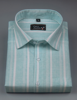 Slub Linen Rama Blue with White Lining Shirts for Men